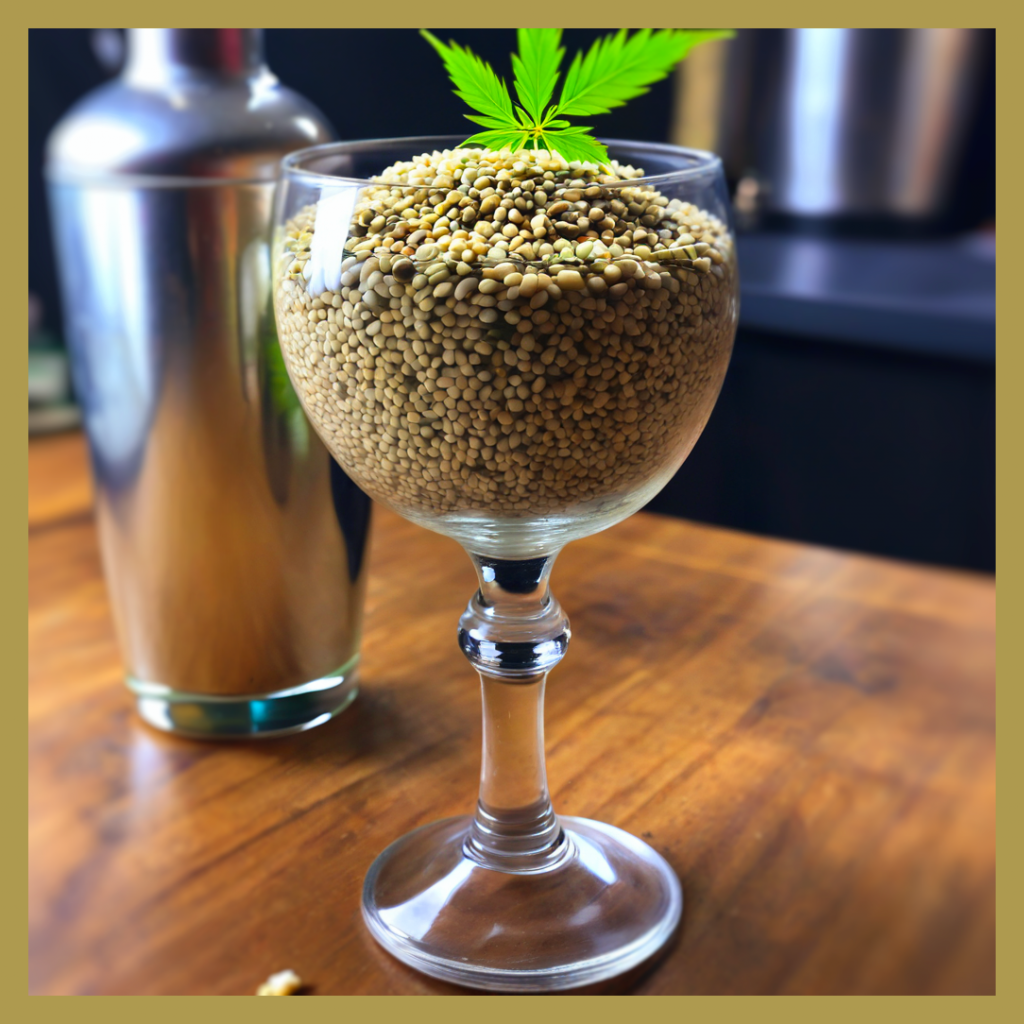 hemp seeds in gin glass